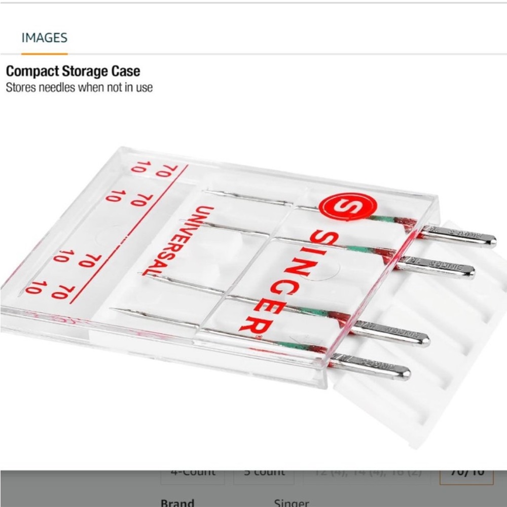 Singer Sewing Machine Needles - NEW Singer Regular Point Machine Needles (70/10) - Picture 5 of 7